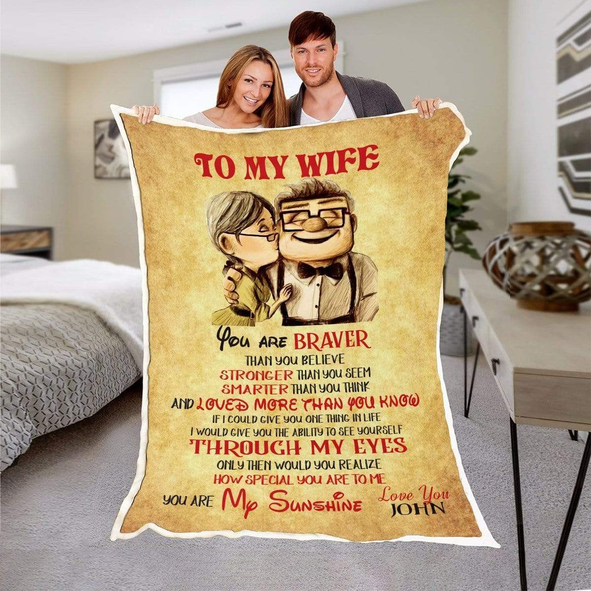 RUSTIC YELLOW Personalized Blanket for Wife