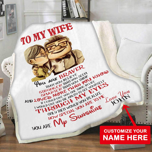 WHITE To My Wife Personalized Blanket