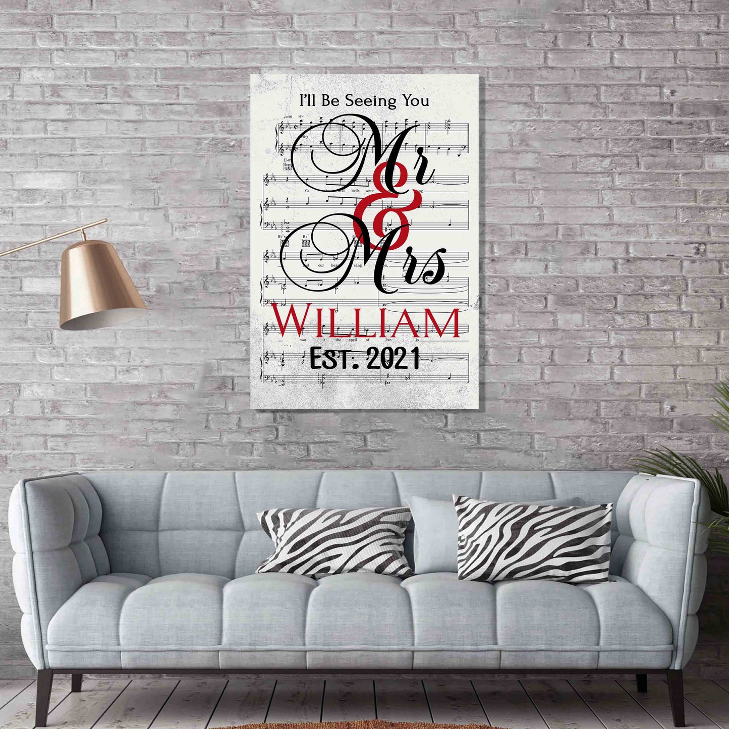 Personalized Canvas Mr. And Mrs. Customized Song Notes Canvas For Couples
