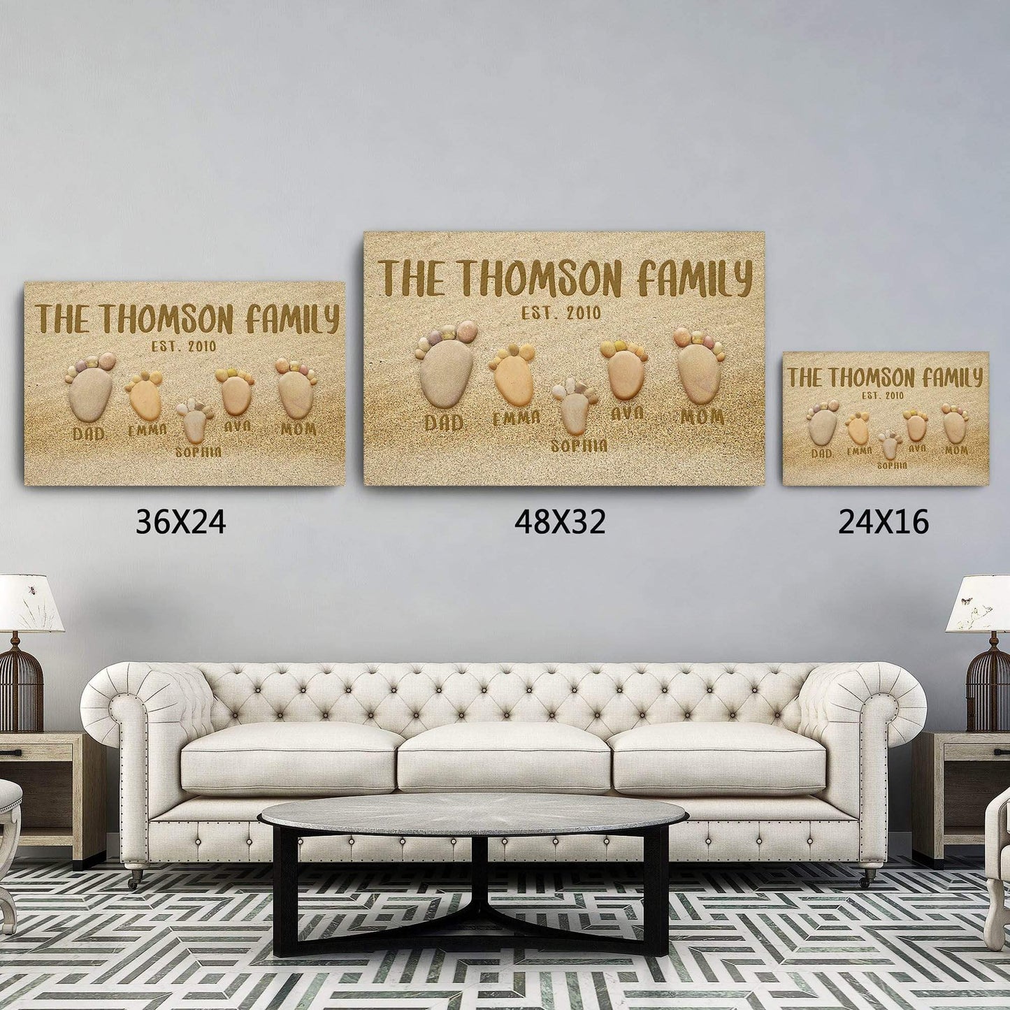 Personalized Canvas Pebble Footprint - Personalized Custom Canvas