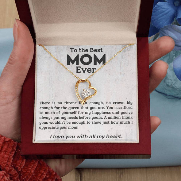 To The Best Mom Ever I Love You With All My Heart Forever Love Necklace For Mom Birthday/Mothers Day Gift For Her