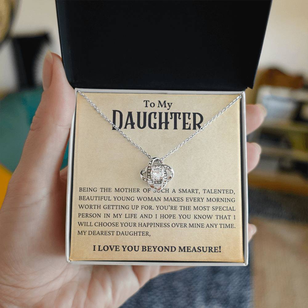 To My Daughter I Love You Beyond Measures Love Knot Necklace Birthday Gift For Daughter Necklace For Her
