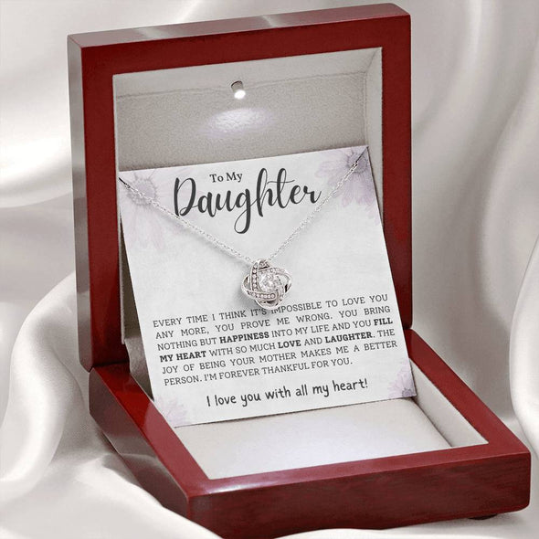 To My Daughter I Love You With All My Heart Love Knot Necklace Birthday Gift For Daughter Necklace For Her
