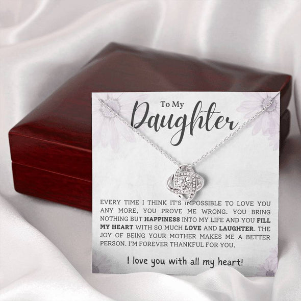 To My Daughter I Love You With All My Heart Love Knot Necklace Birthday Gift For Daughter Necklace For Her
