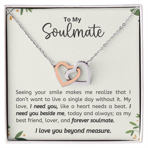 To My Soulmate I Love You Beyond Measure Interlocking Heart Necklace Gift For Her Birthday Anniversary Gift For Wife