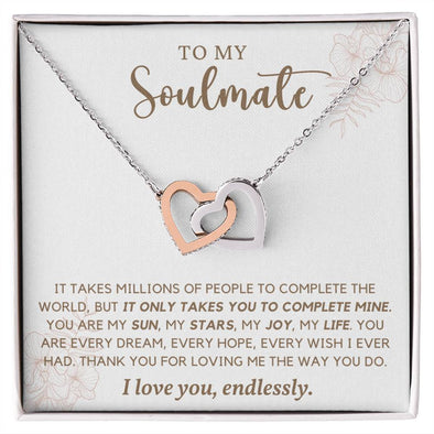 To My Soulmate I Love Endlessly Interlocking Heart Necklace Gift For Her Birthday Anniversary Gift For Wife