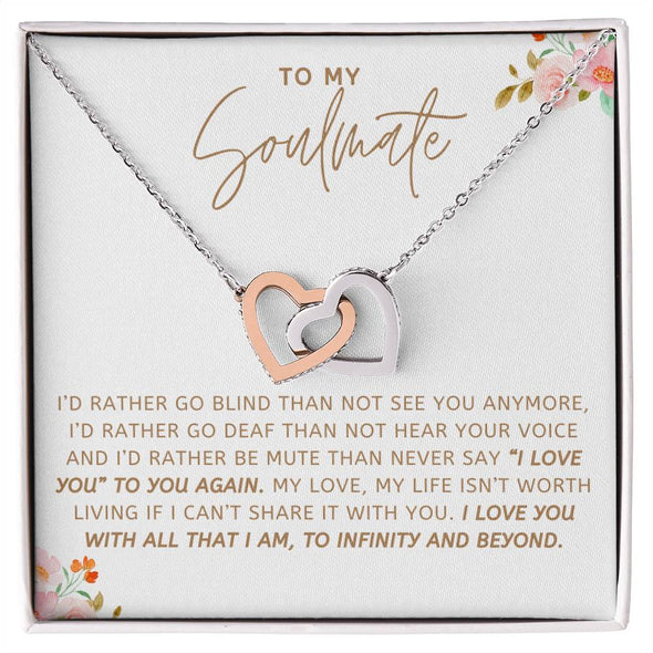 To My Soulmate I Love You Interlocking Heart Necklace Gift For Her Birthday Anniversary Gift For Wife