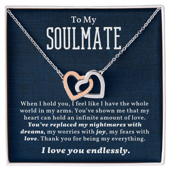 To My Soulmate Interlocking Heart Necklace Gift For Her Birthday Anniversary Gift For Wife