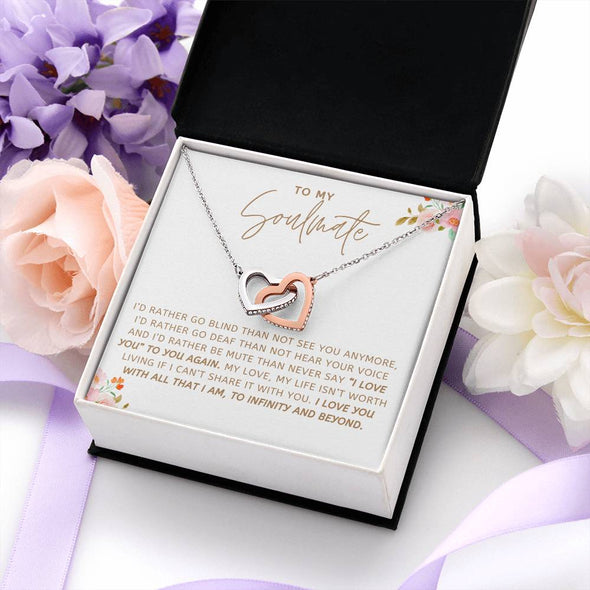 To My Soulmate I Love You Interlocking Heart Necklace Gift For Her Birthday Anniversary Gift For Wife