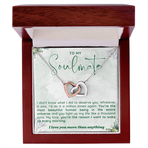 To My Soulmate I Love You More Than Anything Interlocking Heart Necklace Gift For Her Birthday Anniversary Gift For Wife