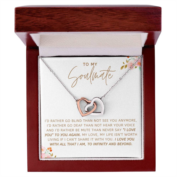 To My Soulmate I Love You Interlocking Heart Necklace Gift For Her Birthday Anniversary Gift For Wife