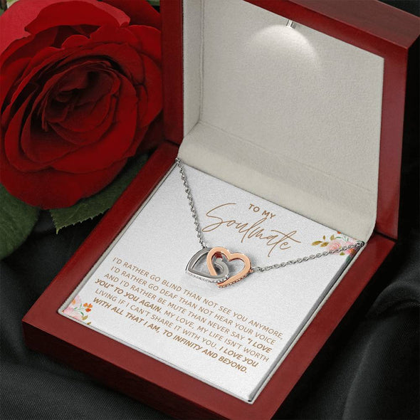 To My Soulmate I Love You Interlocking Heart Necklace Gift For Her Birthday Anniversary Gift For Wife