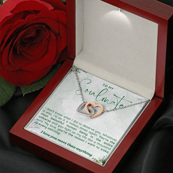 To My Soulmate I Love You More Than Anything Interlocking Heart Necklace Gift For Her Birthday Anniversary Gift For Wife