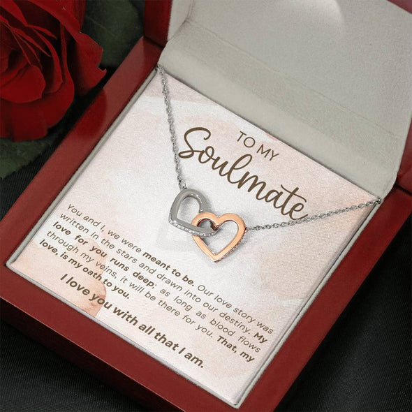 To My Soulmate I Love You With All That I Am Interlocking Heart Necklace Gift For Her Birthday Anniversary Gift For Wife