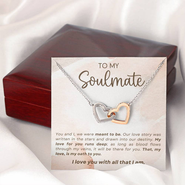 To My Soulmate I Love You With All That I Am Interlocking Heart Necklace Gift For Her Birthday Anniversary Gift For Wife