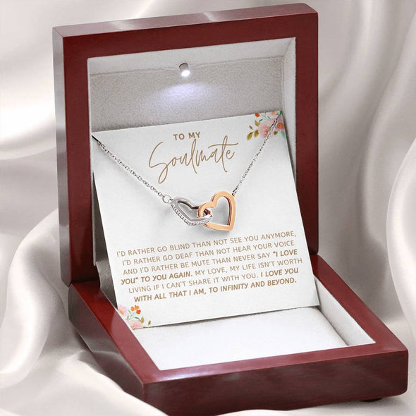 To My Soulmate I Love You Interlocking Heart Necklace Gift For Her Birthday Anniversary Gift For Wife