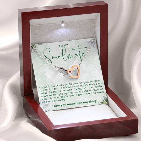 To My Soulmate I Love You More Than Anything Interlocking Heart Necklace Gift For Her Birthday Anniversary Gift For Wife