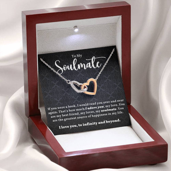 To My Soulmate I Love You To Infinity And Beyond Interlocking Heart Necklace Gift For Her Birthday Anniversary Gift For Wife