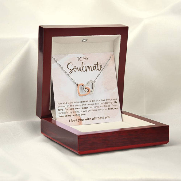 To My Soulmate I Love You With All That I Am Interlocking Heart Necklace Gift For Her Birthday Anniversary Gift For Wife