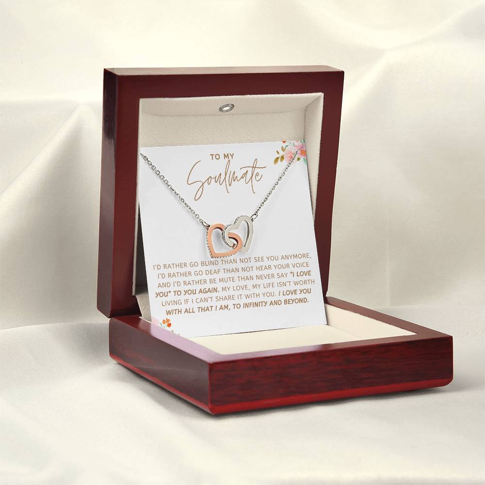 To My Soulmate I Love You Interlocking Heart Necklace Gift For Her Birthday Anniversary Gift For Wife