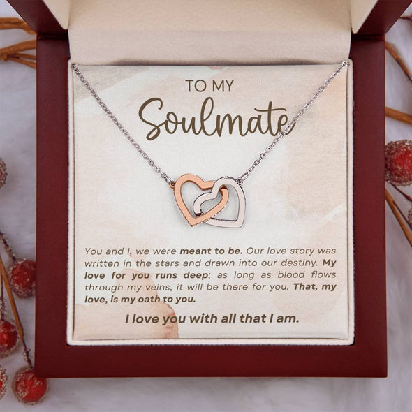 To My Soulmate I Love You With All That I Am Interlocking Heart Necklace Gift For Her Birthday Anniversary Gift For Wife