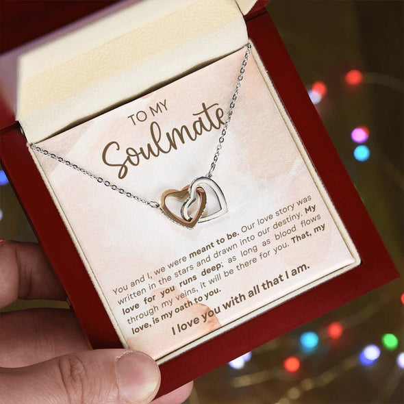 To My Soulmate I Love You With All That I Am Interlocking Heart Necklace Gift For Her Birthday Anniversary Gift For Wife