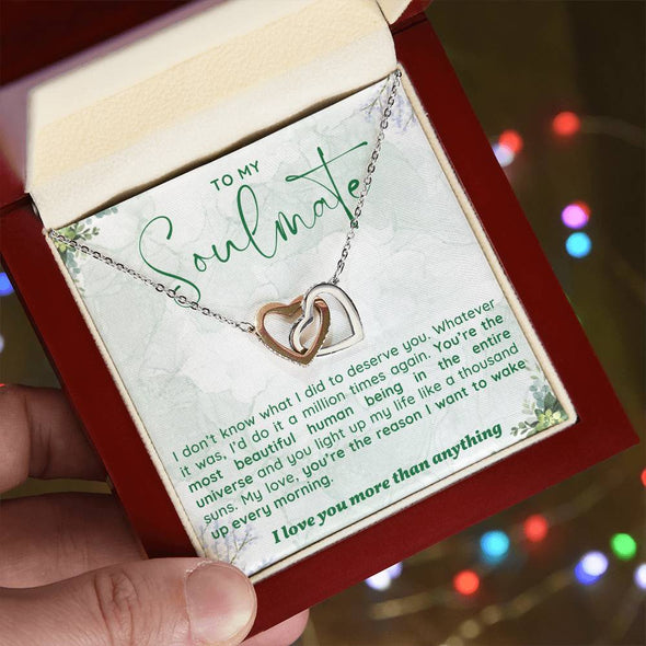 To My Soulmate I Love You More Than Anything Interlocking Heart Necklace Gift For Her Birthday Anniversary Gift For Wife