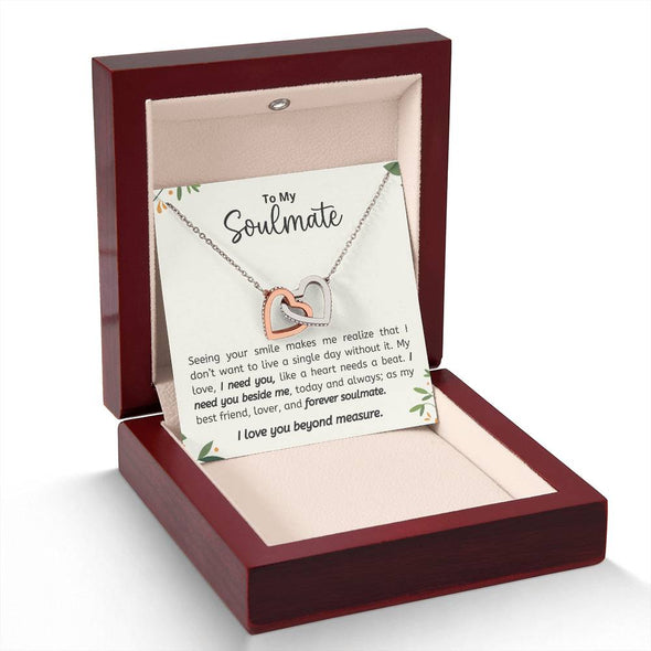 To My Soulmate I Love You Beyond Measure Interlocking Heart Necklace Gift For Her Birthday Anniversary Gift For Wife