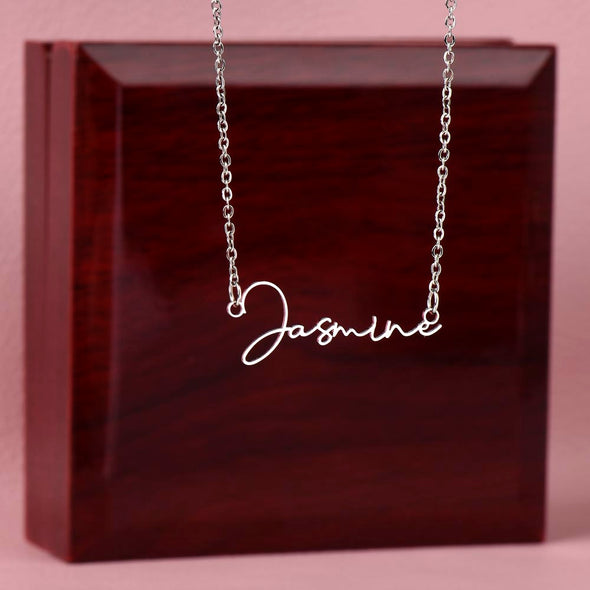 TO MY BESTIE, SIGNATURE NAME NECKLACE WITH MESSAGE CARD, UNIQUE GIFT FOR HER, BIRTHDAY GIFT FOR FRIEND