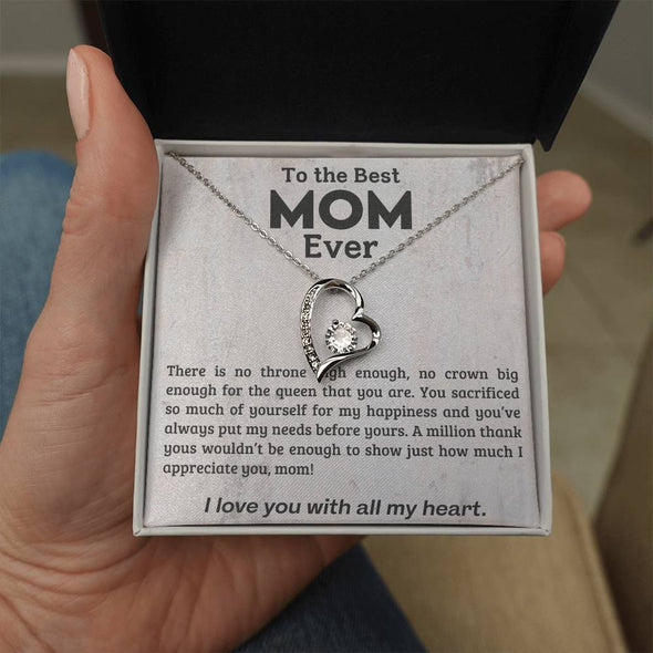 To The Best Mom Ever I Love You With All My Heart Forever Love Necklace For Mom Birthday/Mothers Day Gift For Her