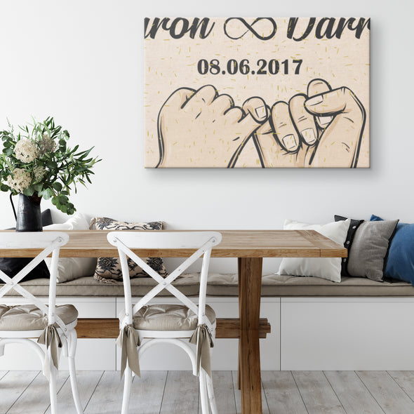 Infinity Love Customized Wall Art, Personalized Canvas For Couples,  24"x16"