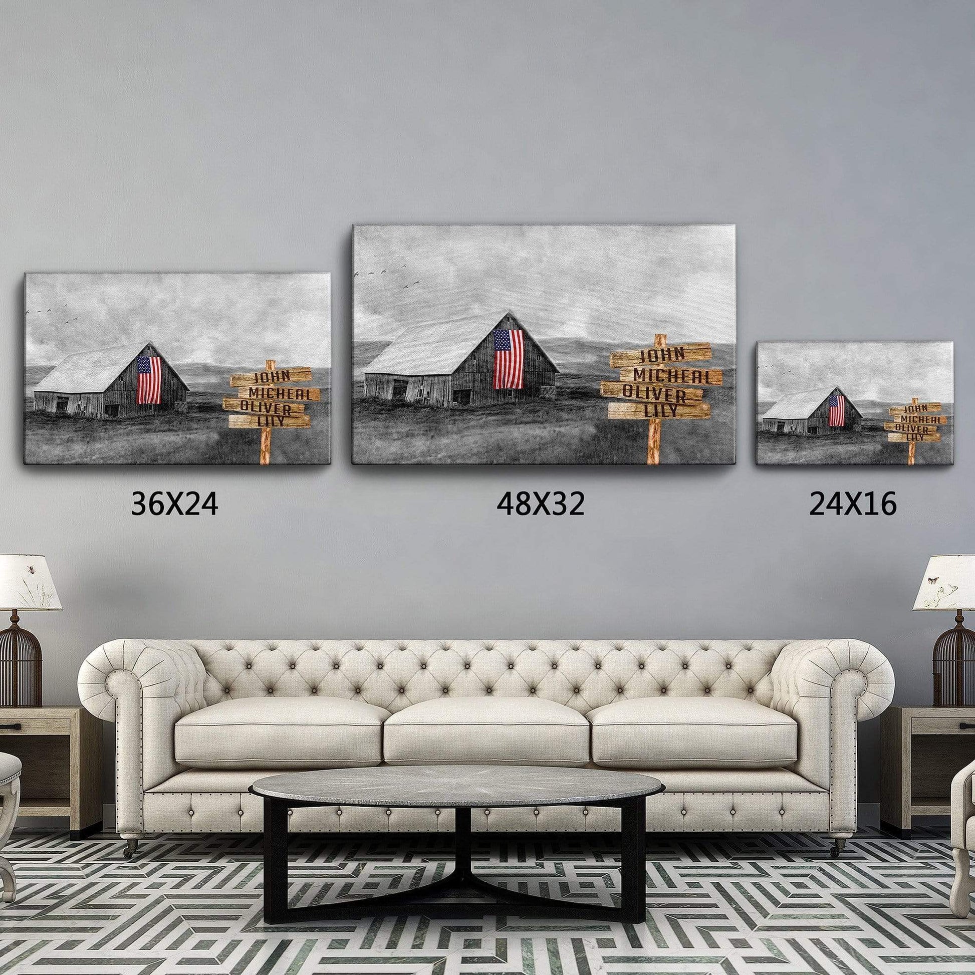 American Barn Personalized Canvas With Multi Names