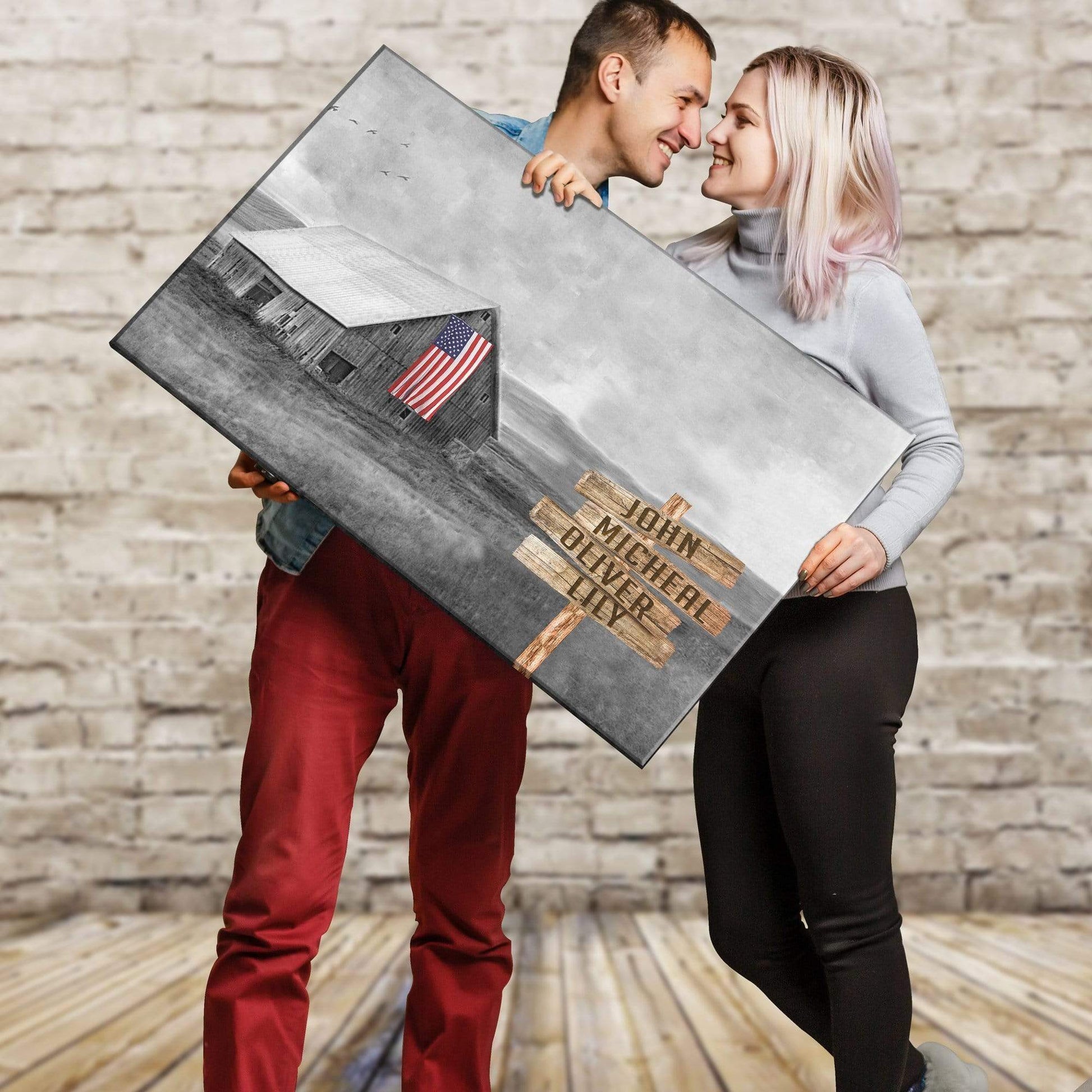 American Barn Personalized Canvas With Multi Names