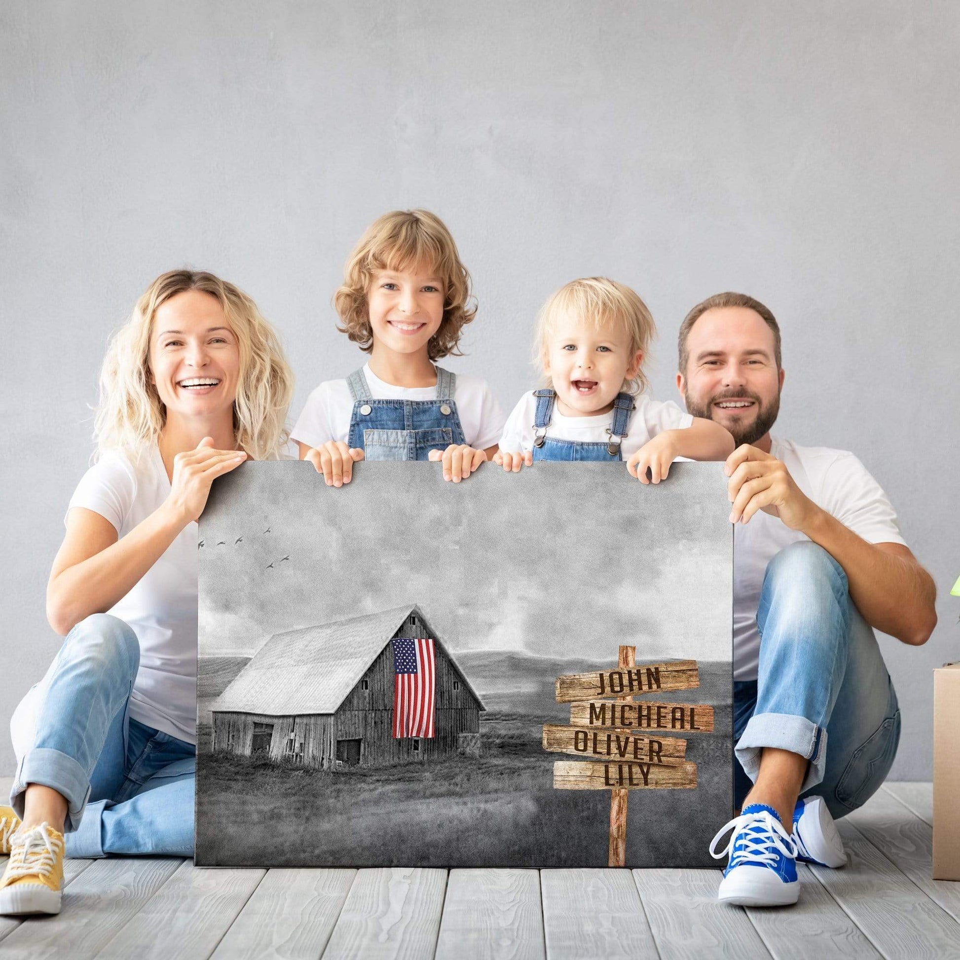American Barn Personalized Canvas With Multi Names