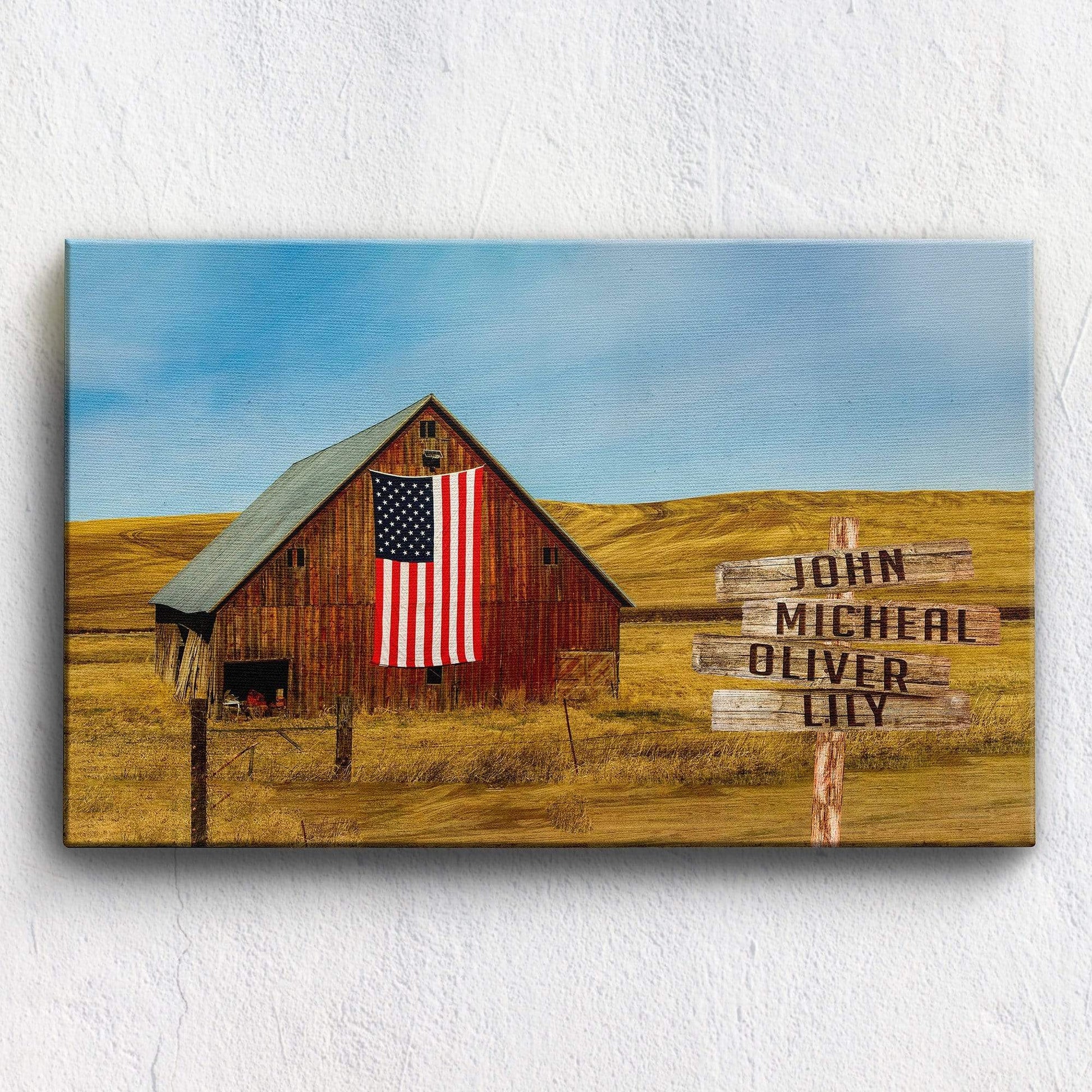American Barn Personalized Color Canvas With Multi Names