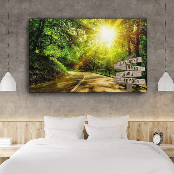 Autumn Road Color Customized Canvas With Multi Names