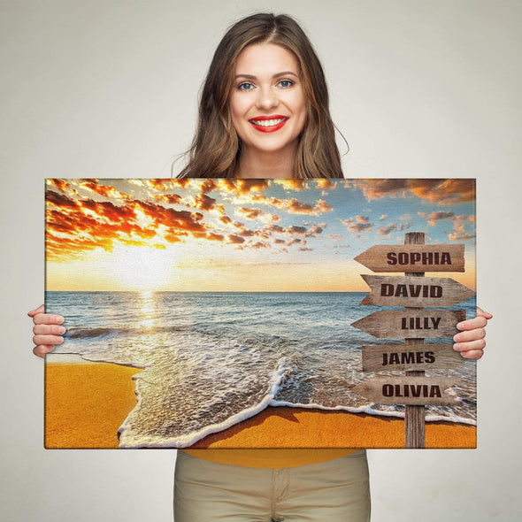 Beach Sunrise Customized Canvas With Multi Names