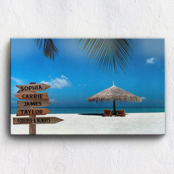 Beach View Customized Canvas With Multi Names