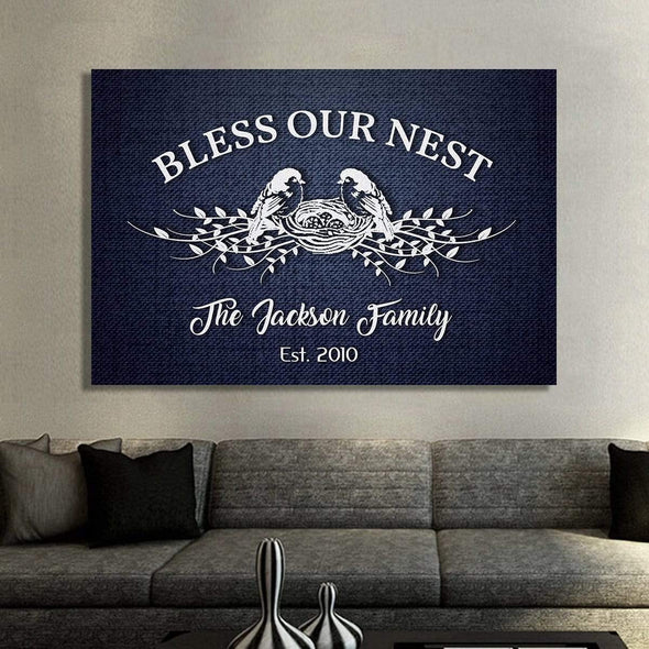 Bless Our Nest Custom Family Name Canvas - Live Preview