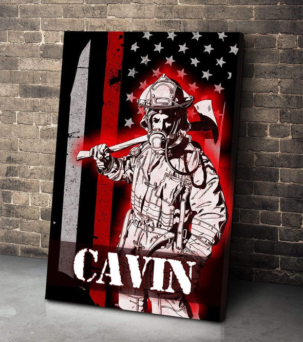 Personailzed Firefighter Canvas Art