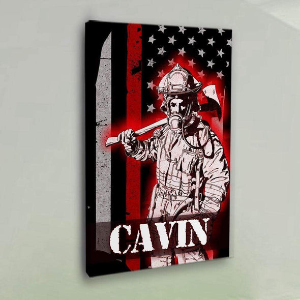 Personailzed Firefighter Canvas Art