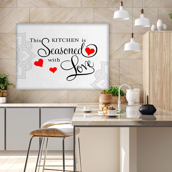 Canvas For Kitchen Seasoned With Love Wall Canvas For Kitchen