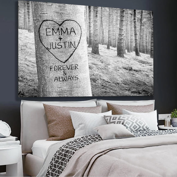Canvas Print Forever My Love Tree Personalized Wall Art
