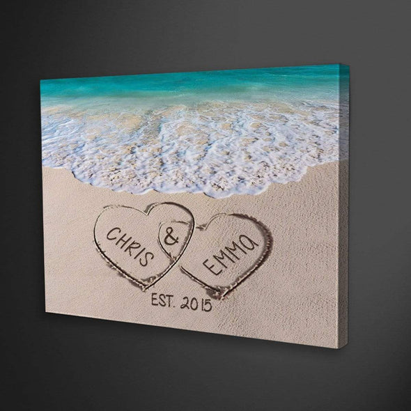 Canvas Print Love on Beach - Personalized Canvas Print Gift