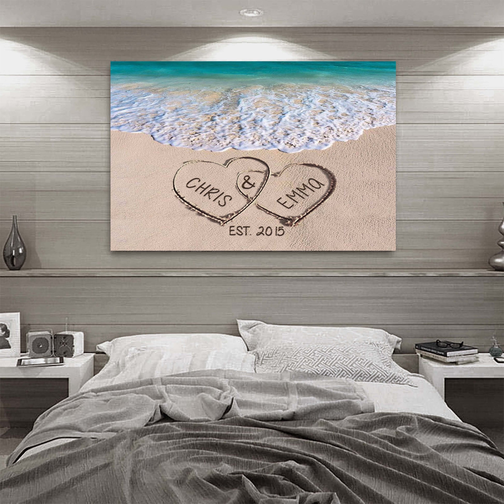 Canvas Print Love on Beach - Personalized Canvas Print Gift