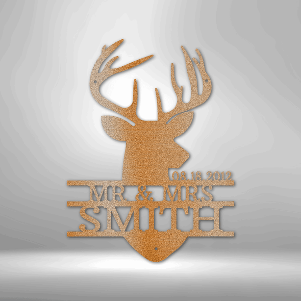 Custom Copper / 12" Deer Head Monogram - Steel Sign