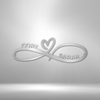 Custom Silver / 12" Infinity Couples Monogram - Steel Sign