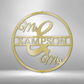 Custom Gold / 12" Mr and Mrs Circle Monogram - Steel Sign