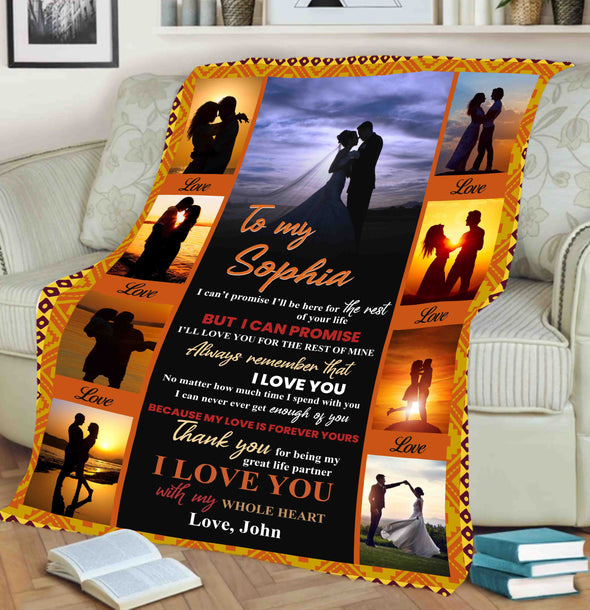 I Love You With My Whole Heart Customized Blanket for Couple