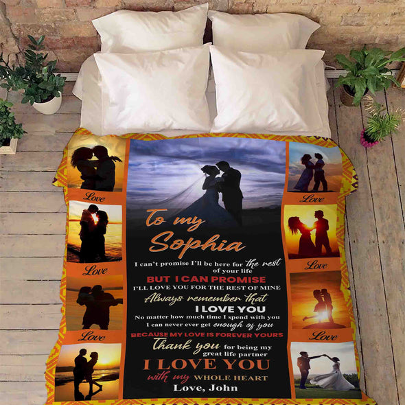 I Love You With My Whole Heart Customized Blanket for Couple